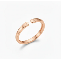 Anillo doble inicial ajustable oro rosa