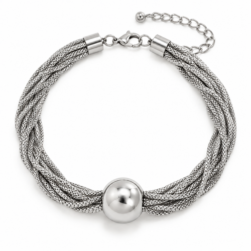 Collar Castel plateado sobre fondo blanco
