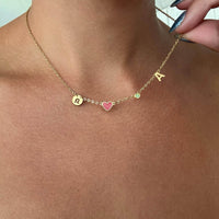 Collar personalizado Jessys con inicial, corazón, piedra de nacimiento y signo del zodiaco