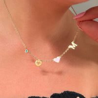 Collar personalizado Jessys con inicial, corazón, piedra de nacimiento y signo del zodiaco