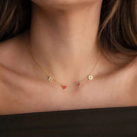 Collar personalizado Jessys con inicial, corazón, piedra de nacimiento y signo del zodiaco