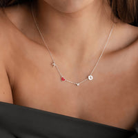 Collar personalizado Jessys con inicial, corazón, piedra de nacimiento y signo del zodiaco