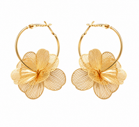 Pendientes Florales dorados sobre fondo blanco